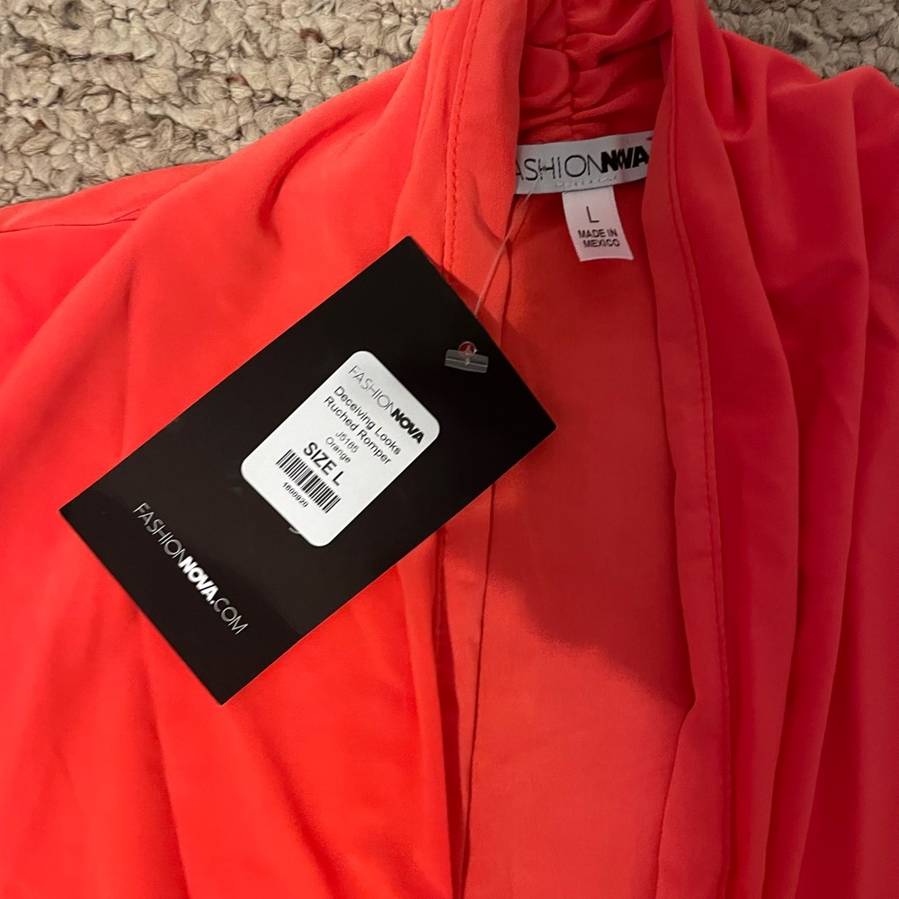 Deceiving Looks Ruched Romper Orange - Picture 3 of 4